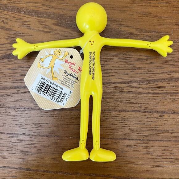 Yellow Pliable Plastic Bendable Man Smiley Head Face Novelty Toy Happy Dude Guy - Picture 3 of 8